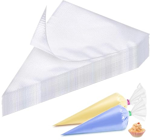 DDUP 100 Pcs Disposable Piping Bags,3 Size Cake Decorating Bags, Large Clear Plastic Pastry Bags Strong Icing Bag for Cake Cupcake Dessert Cookies Decoration (L / 100pcs)