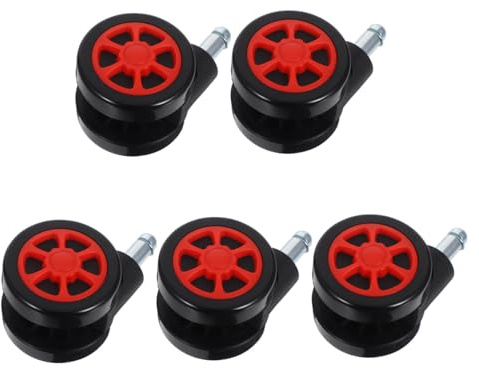 NUOBESTY 5 Pezzi Ruote per Sedia Ufficio Nero e Cuscinetti Resistenti per Sedie Gaming e Scrivania Rotelle Silenziose e Scorrevoli per Pavimenti Duri Sostituzione