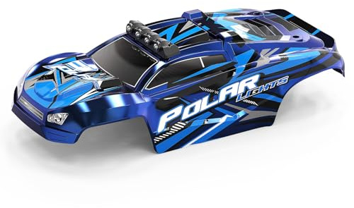 RC Car Carrozzeria Ricambio 1:14 - Robusto corpo in PVC con striscia luminosa a LED, blu nero, compatibile con HS14322
