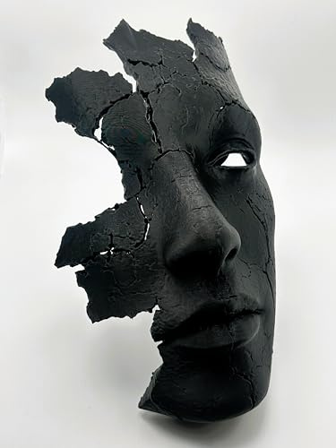 Maschera Decorativa da Parete - Moderna Scultura Artistica 3D Decorazione Wall Art Contemporanea per Casa, Studio, Ufficio e Gaming Foro per Portalampada E14 Design Moderno (Nero) Made in italy