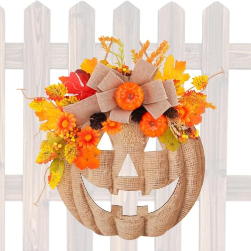Höstlig Dekorationskrans Konstgjord Skördegirlang för Halloween Dekoration