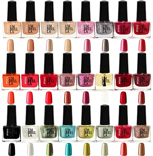 Set di Smalti Senza Gel – 24 Colori, Boccette da 5 ml con Finiture Lucide, Pastello, Glitter, Opache e Metalliche, Prodotto nell’UE (Set A, 24 Colori)