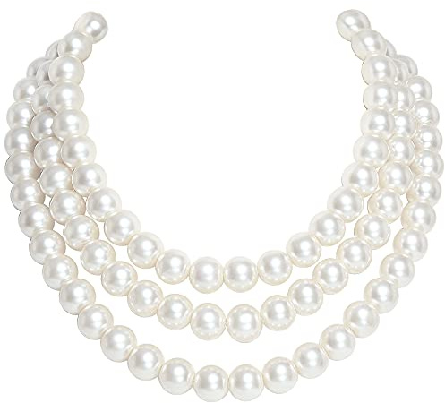 BABEYOND 1920s Women Multi-Layer Choker Imitation Pearl Necklace for Wedding Bridal Jewelry - Elegant Retro Gatsby Costume Accessory (Style-1)
