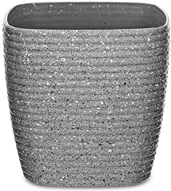 LIVIVO Flower and Plant Pot with Stripe Design for Indoor or Outdoor Use, Hard Wearing Durable 12cm Diameter Plastic with Wave Design (1, Grey)