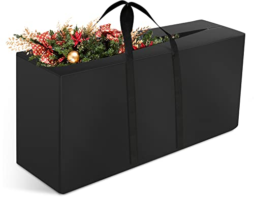 Aufbewahrungstasche Schutzhülle, 210D Wasserfester Garten im Freien Patio Sitzkissen Pad Quilt Weihnachtsbaum Reißverschluss Schutzhülle Aufbewahrung Tragetasche Schwarz (173*76*51cm/68*30*20 Zoll)