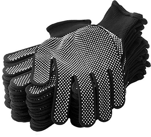 COOHORN 24Pcs Work Glove Liners Dry Hand Anti-slip Dots Coating Knitted Working Glove - Stretchy Cloth Glove for Fishing Grilling Warehouse Garden Painting - Thin Moist Breathable Work Glove, 12Pairs
