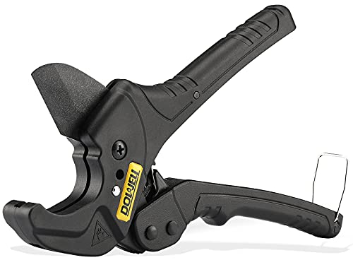 DOWELL Cortador de tubos de PVC, accionamiento por resorte, cortador de tubos y mangueras, hoja de teflón para tubos de plástico Pex PVC PPR (26-42 mm)