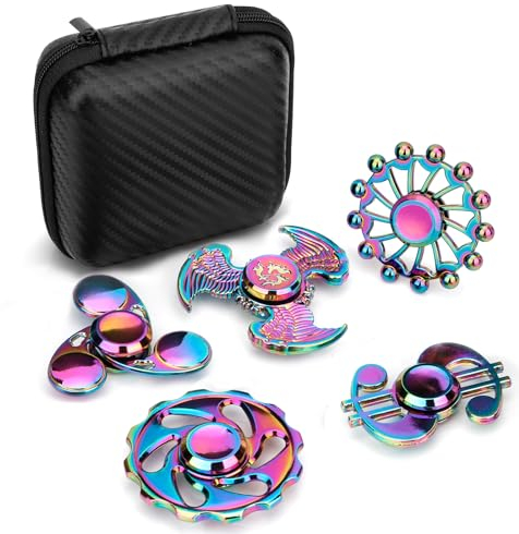 7PCS Cool Fidget Spinners Toy Pack Spielzeug Set for Kids Adults, Regenbogen Metal Finger Hand Spinners Set Fingertip Gyro for Spirale Twister Anti Angst Geschenke, Geschenk für Jungen Mädchen