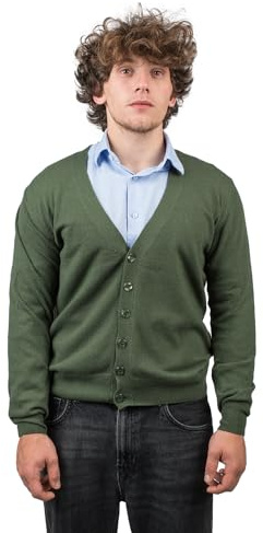 DALLE PIANE CASHMERE Cardigan Uomo Misto Cashmere Lana - Khaki, M