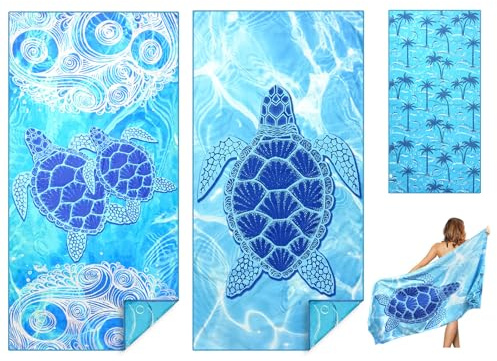Lot de 2 serviettes de plage en microfibre séchage rapide, impression , anti-sable, légères , accessoires essentiels de plage, 180 x 90 cm