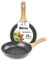 IPEA Padella Antiaderente per Induzione e Fornello a Gas - 20 x 20 cm - Padella Anti Aderente in Alluminio con manico in Legno per Carne, Bistecche, Hamburger, Pesce - Padelle da Cucina