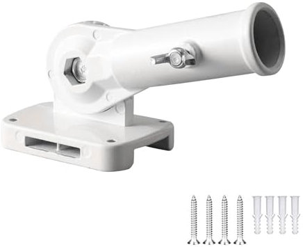 YMWALK Kit di Asta Bandiera Girevole a 180° e Regolabile, in Lega di Alluminio Resistente, con Staffa di Montaggio, per Casa, Giardino, Barca e Balcone(White)
