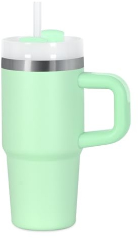 Muwnrol 14 Oz Tumbler with Handle and Straw for Kids, Stainless Steel Vacuum Insulated Tumbler Keep Cold Heat and Ice, Gifts for Children Cups (Light Green)