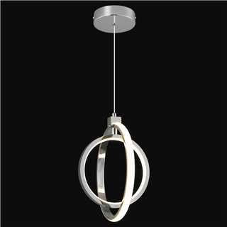 ZYBWL Modern LED Pendant Light Chrome Round Ring Light Fixture Height Adjustable Chandelier Suitable for Kitchen Island Bedroom Living Room Foyer(2-Ring)