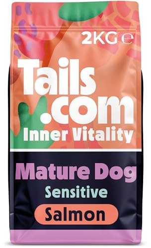 Tails.com • Dry Dog Food 2kg • Sensitive Salmon • Mature/Senior 7+ years • Grain Free Recipe • No Added Flavours, Colours or Preservatives • Contains Omega 3 to Support Skin and Coat