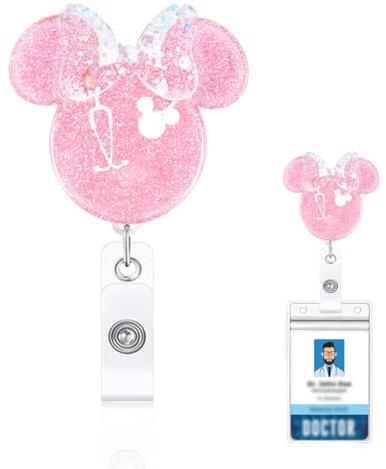 WUSJCOF Portatarjetas con Cinta, Lanyard Identificación con Desenganche Rápido, Rollo Retráctil Insignias, Clips Desmontables para Tarjetas de Nombre, Correa el Cuello, Regalos Oficina y Enfermeras