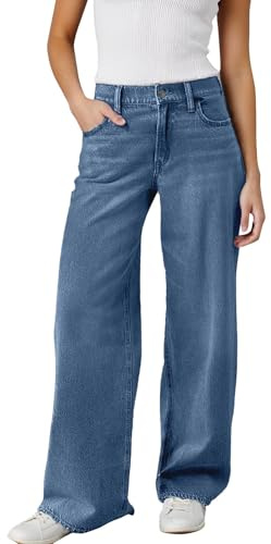 Generisch - Jeans da donna a vita alta, stile mom, jeans da donna, baggy, in denim, gamba larga, chino, jeans boyfriend, Y2K, termiche, pantaloni in denim, pantaloni lunghi, pantaloni casual per