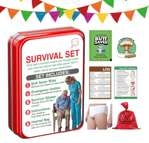 Divertente kit di sopravvivenza di emergenza, articolo scherzoso, kit di sopravvivenza, articolo scherzo con mutande, battute e scherzi per bambini, pratico set di giocattoli per amici e familiari