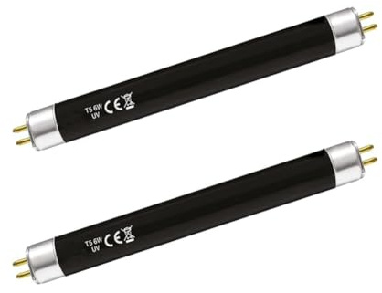 Genérico T5 6w 225 mm / 9'' - Bombillas CFL - CREA luz Negra Ultravioleta (UV) para Ayudar en la detección de Billetes y pasaportes Falsos - Bases G5 de 2 Pines (Paquete de 2)