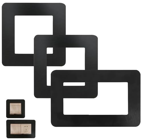 Switch Surround Socket Cover Plates - 3pcs Acrylic Cover Plates Black Double Wall Switch Frame Protector – Self Adhesive Acrylic Finger Plates for Sockets – Home Decoration Stickers