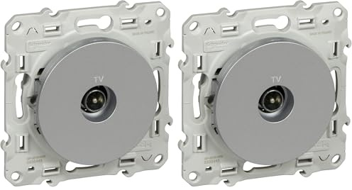 Schneider Electric S530445 Prise TV Odace Alu (Lot de 2)