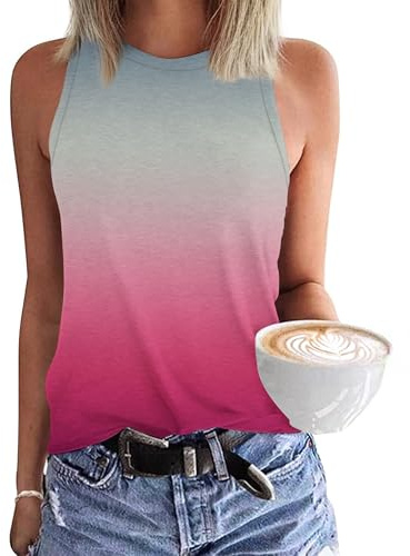 PLOKNRD UK Women's Summer Tank Tops – Sleeveless Crew-Neck T-Shirt | Soft‑Stretchy Fabric,Loose‑Fit Silhouette,Casual And Stylish Look,Versatile Basic‑Fit Top,Various Printed Colors Available