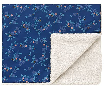 Cath Kidston Washable Pet Blanket Large 120 x 100 cm, Reversible Soft Fleece Dog & Cat Blanket Throw for Sofa, Bed & Car, Furniture Protector, Flora Fauna Print