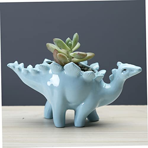 Succulent Plant Pots, Succulent Plant Pots Cartoon Planter Flower Blue Dinosaur Ceramic Multipurpose Cute Christmas Decoration for Home Office