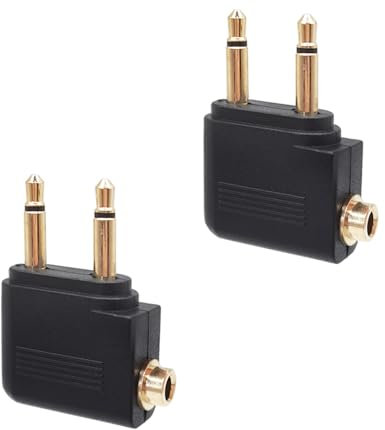 DWPVT 2pcs Airplane Airline Flight Adapters for Headphones, Flight Audio Adapters, 3.5mm Jack Headset Connector (Black)