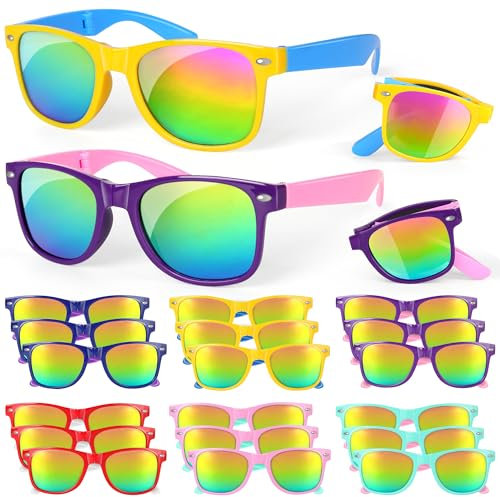 Mocoosy Kinder Sonnenbrillen faltbar, 18pcs Sonnenbrillen für Kinder Jungen Mädchen, UV400-Schutz Sonnenbrillen Masse für Kinder Teenager Geburtstag Strand Pool Party geschenk im Alter von 3–12 Jahren