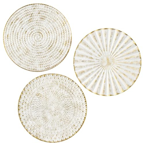 3er-Set Boho Gold Wandskulpturen Runde Wanddekoration Metall Wandschmuck Dekorationen 3D Metallbilder Modernes Kunstwerk für Haus Wohnzimmer Esszimmer Schlafzimmer Küche Korridor(30cm*30cm), Typ-2