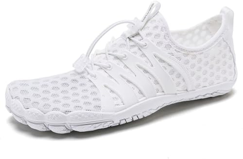 WateLves Water Shoes Mens Womens Barefoot Quick-Dry Aqua Sock Outdoor Athletic Sport Shoes for Swim Beach Pool Hiking Surfing Walking(F-White, 40)
