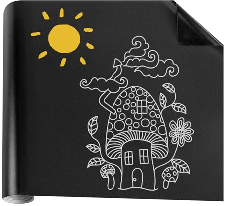 Tafelfolie Selbstklebend 300 * 43 cm kreidetafel Klein Schwarzer Selbstklebend Abwischbar Kreidefolie für Schulen Büros Schreiben oder Basteln