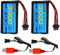 AMZZN 2 Stück 7,4V 3000mAh 15C 2S SM-4P Li-Ion Stecker Batterie mit USB-Ladegerät für EC08 DE85 RC Auto, LKW RC Schiff Fernbedienung Drohne Technik Fahrzeug Ersatzbatterie