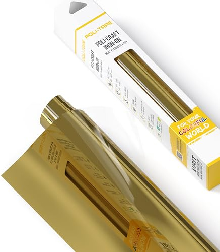 POLI-FLEX® MIRRROR överföringsfolie för textilier – briljantfilm med spegeleffekt för strykning, plotterfolie för gör-det-själv-skjortor, guld, 30,5 cm x 61 cm