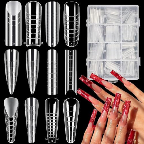 ANGNYA 288 Stücke Nagelformen Dual Form Nails Set,12 Style Dual Nail Forms Nagel Formen Für Polymer Gel Schneller Aufbau für Polygel Extension Maniküre Nagelkunst Design Salon DIY-12 Größen