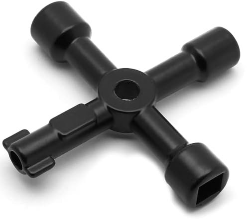RAROUYI Clave De Llave Multifuncional De 4 Vías Llave Key Para La Llave De Apertura Del Armario De La Caja Del Medidor De Agua Eléctrica Del Gabinete (Negro)
