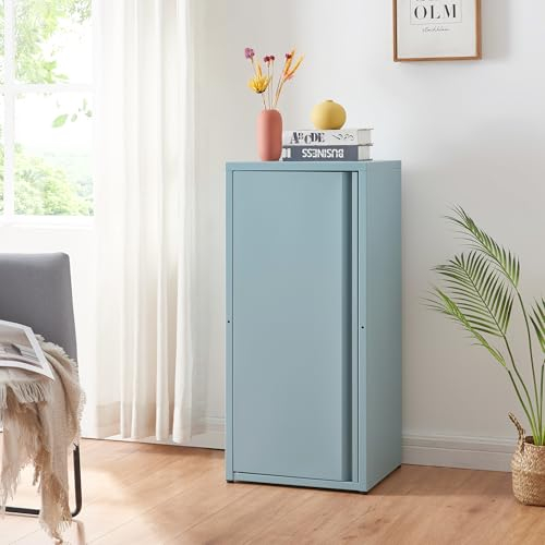 [en.casa] Metallschrank Burlöv Aktenschrank mit Einer Tür Büroschrank 2 höhenverstellbare Ablagen Ordnerschrank 88 x 40 x 35 cm Graublau Spind Schrank