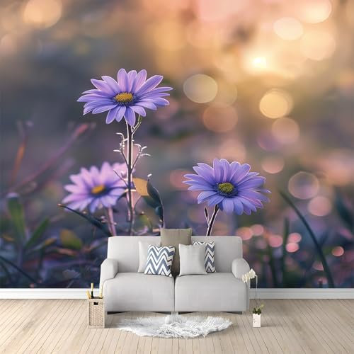 Fototapete Vlies Tapete Blumige Lila Blume 200x140 cm 3D Effekt Wandbild Vlies Wandtapete Moderne Wohnzimmer Mural Schlafzimmer Kinderzimmer TV Hintergrund Wand Dekora