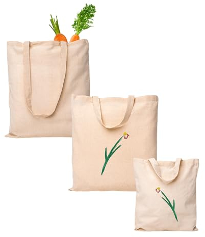 Baumwolltasche 38x42cm | 26x32cm Stoffbeutel Unbedruckt 5er | 10er | 25er Pack – Jutebeutel Apotheker Taschen zum Bemalen kurze/lange Henkel Einkaufsbeutel - Ökotex 100 Zertifiziert