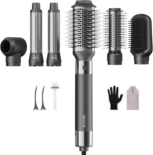 IBAYS Hair Dryer Brush 6 in 1 Hair Styler, 110,000 RPM High-Speed Negative Ionic Hair Dryer, Auto Curl Frizz-Free Blow Dryer Brush for Curling Volumizing Straightening Styling