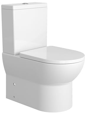 BAIKAL Inodoro de Cerámica T4. WC Compacto a Suelo con Sistema Rimless y cisterna Monobloque con mecanismo de Doble Descarga. Sanitario completo con Salida Dual y Asiento con caída Amortiguada.
