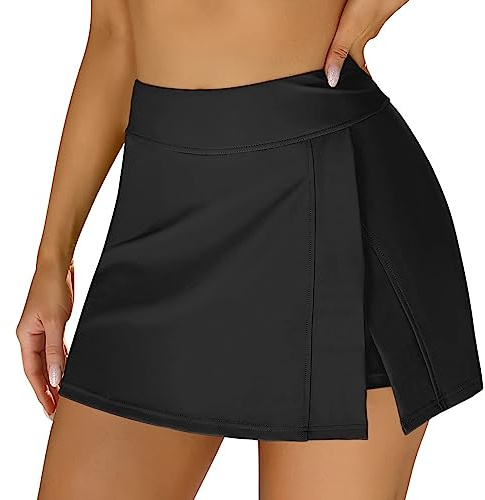 Jupe de Bain Femme Bikini Bas de Maillots de Bain Jupette avec Intégré Taille Haute Triangle Bas de Bikini Réglable Jupe de Sport Short de Bain Bikini de Plage Maillot menstruel