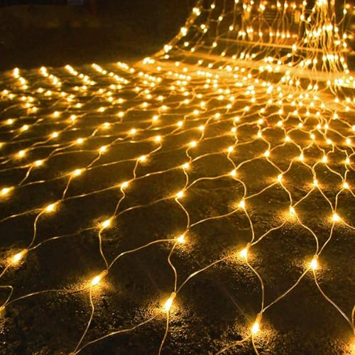 SUAVER 192 luces LED de red de Navidad, luces de malla de batería impermeables, luces de cortina de malla de 8 modos, luz de hadas para árbol de Navidad, arbusto, jardín, decoración de patio (blanco