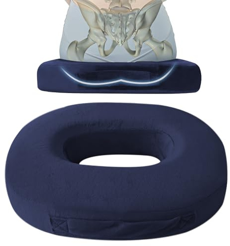 LEKEFETO Cuscino ortopedico per seduta rotondo, cuscino a forma di ciambella in memory foam, cuscino ortopedico per seduta, cuscino per migliorare la circolazione sanguigna, allevia il dolore, per