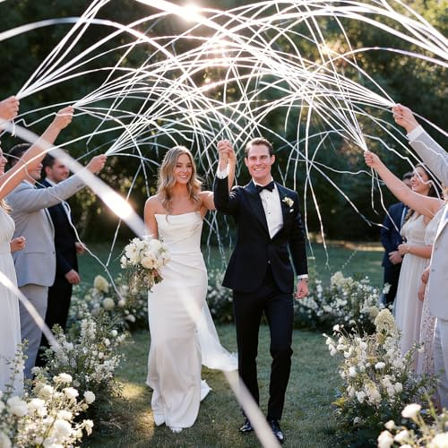 40 Pack Streamers Poppers, Hand Throw Confetti Poppers for Birthday Wedding Party Celebrations, White & Colorful Options, No Mess Paper Crackers, Party Supplies Decor
