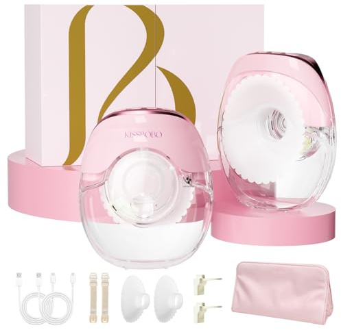 KISSBOBO Set regalo per latte elettrico K8, pompa per latte elettrica ultra piatta, 3 modalità, 8 livelli elettrici, a mani libere, super silenziose, per pompe discrete (rosa, 2 pezzi)