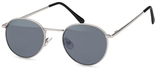 styleBREAKER Gafas de sol panto,de metal, Marco plateado/vidrio gris degra