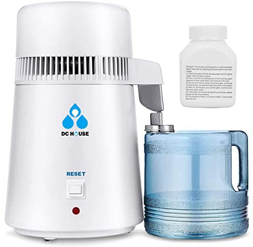 DC HOUSE - 1 Gallon Water Distillation Machine, 750W and 4L Pure Distilled Water Machine for Tabletop Computer Drink Purifier for Home Kitchen Hmidifiers CPAP with
