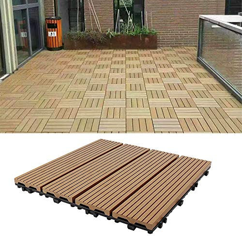 Lote de 22 rejillas para exteriores de losas de jardín, 30 x 30 cm, compuesto de madera y plástico para suelos exteriores (22 azulejos #1)